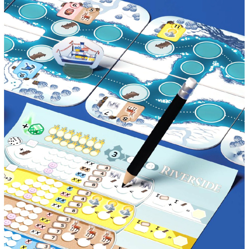 Parkage Riverside Gioco Da Tavolo - Versione Francese - Roll & Write Con Percorso Modulare Su Nave Da Crociera Fluviale - 2